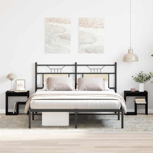 vidaXL Nočna omarica 2 pcs Črna Orehovina 40 x 30 x 40 cm