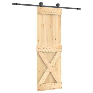 vidaXL Drsna vrata Naravna in črna 70 x 210 cm Masiven borov les