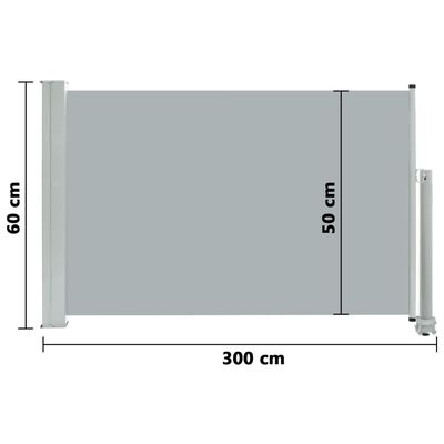 vidaXL Zložljiva stranska tenda za teraso 60x300 cm siva