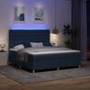 vidaXL LED Box Spring Postelja z vzmetnico Modra 180 x 200 cm blago