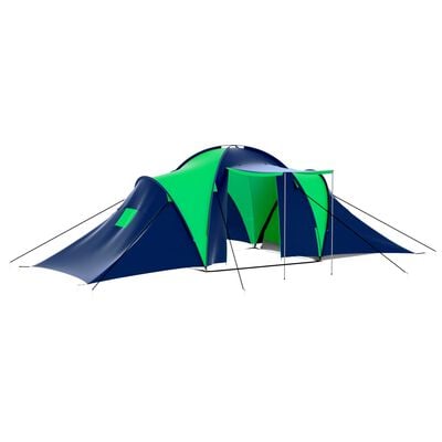 vidaXL Šotor za kampiranje za 9 oseb blago modre in zelene barve