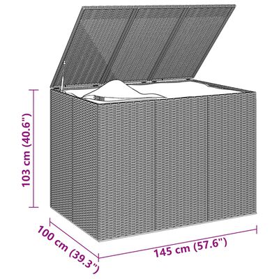 vidaXL Vrtna škatla za blazine PE ratan 145x100x103 cm črna