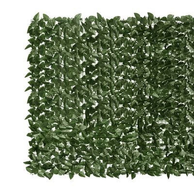 vidaXL Balkonsko platno s temno zelenim listjem 600x150 cm
