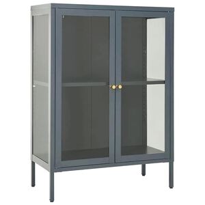 vidaXL Stranska omarica antracitna 75x35x105 cm jeklo in steklo