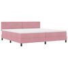 vidaXL LED Box Spring Postelja z vzglavjem Roza 200 x 200 cm Žamet