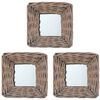 vidaXL Ogledala 3 kosi 15x15 cm s pletenim okvirjem