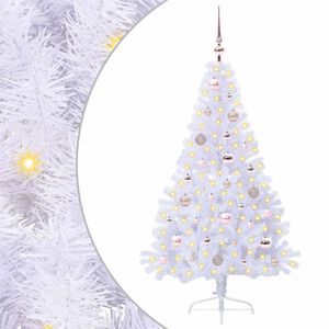 vidaXL Umestno božično drevo med 150 LED Bela 150 cm PVC in jeklo