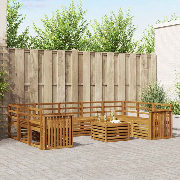 vidaXL Sedežne garniture 10 pcs Naravna Masiven les akacije