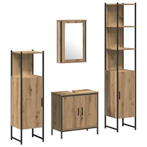 vidaXL Komplet pohi&scaron;tva za kopalnico 4 kos Rjava 33 x 33 x 185,5 cm