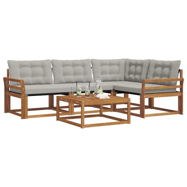 vidaXL Zunanja garnitura za sedenje 5 pcs Naravna in svetlo siva