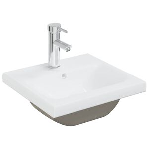 vidaXL Vgradni umivalnik s pipo 42x39x18 cm keramičen bel