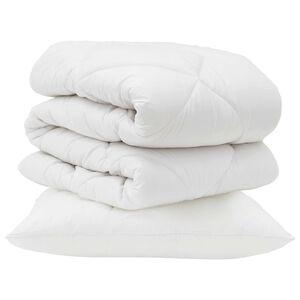 vidaXL Odeja z blazino 2 pcs Bela Mikrovlakna