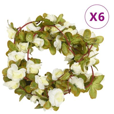 vidaXL Girlanda iz umetnega cvetja 6 kosov bela 250 cm