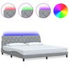 vidaXL Posteljni okvir z LED brez vzmetnice svetlo siv 200x200cm blago