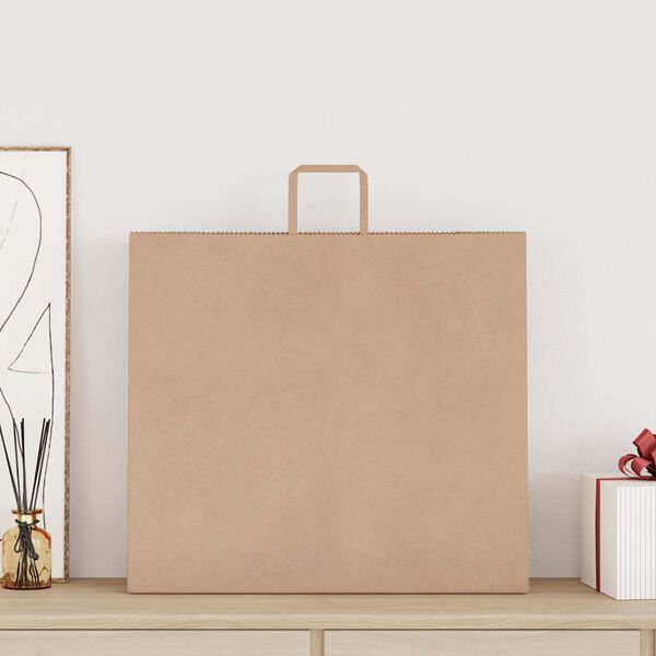 vidaXL Papirnate vrečke 250 kosov z ročaji rjave barve 54x15x49 cm