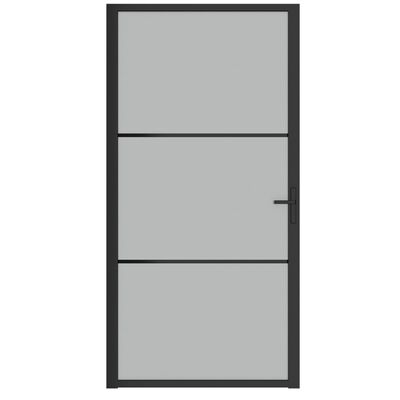 vidaXL Notranja vrata 102,5x201,5 cm črno mat steklo in aluminij