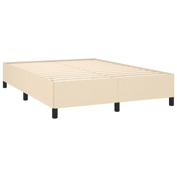 vidaXL Box spring postelja z vzmetnico krem 140x200 cm blago
