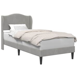 vidaXL Konstrukcija postelje z vzglavjem Svetlo siva 90 x 200 cm Žamet