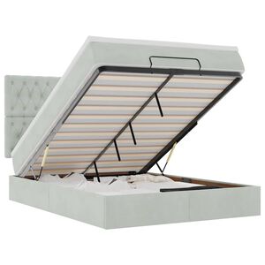 vidaXL Otomanski posteljni okvir z vzmetnicami siv 140x190cm žamet