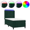vidaXL Box spring postelja z vzmetnico LED tem. zelena 80x200 cm žamet