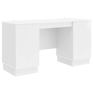 vidaXL Miza Bela visok sijaj 142,5 x 50 x 75 cm Inženirski les