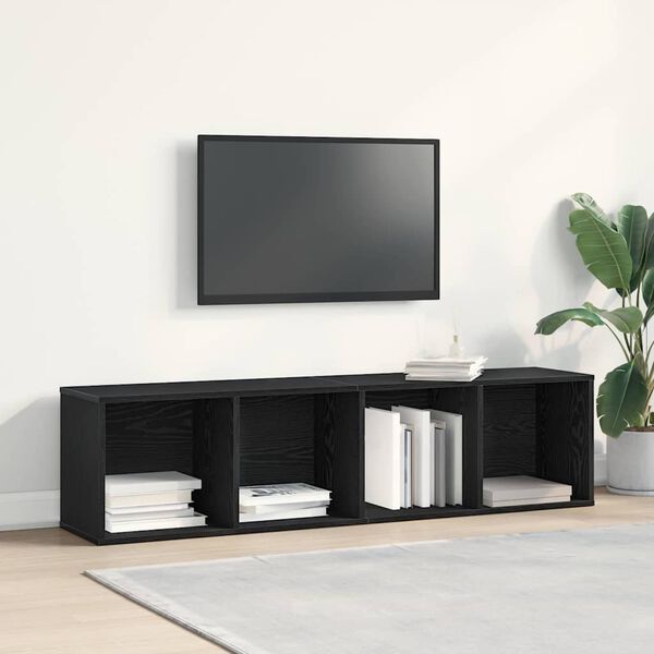 vidaXL Knjigovni omar Črna Orehovina 143 x 30 x 36 cm Konstruiran les