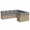 vidaXL Vrtna sedežna garnitura 8-delna z blazinami bež poli ratan