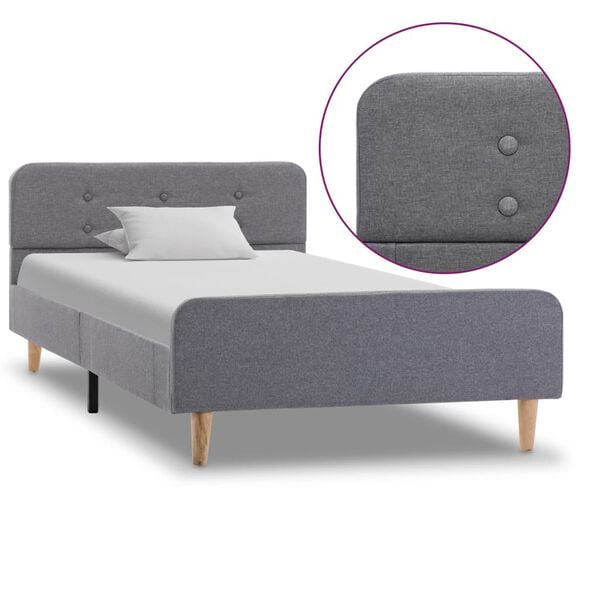 vidaXL Posteljni okvir svetlo sivo blago 100x200 cm