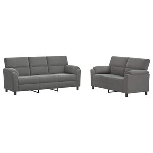 vidaXL Kavčna garnitura 2 pcs Temno siva Žamet