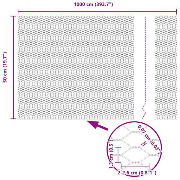 vidaXL Šesterokotna ograja Zelena 0.5 x 10 m Jeklo