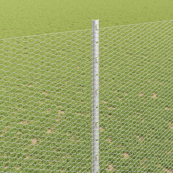 vidaXL Ograja s stebrom srebrna 1,6 x 50 m Jeklo