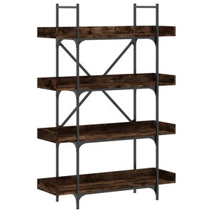 vidaXL Knjižna omara 4-nadstropna dimljen hrast 100x33x145,5 inž. les