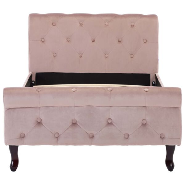 vidaXL Posteljni okvir roza žamet 90x200 cm