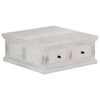 vidaXL Klubska mizica bela 70x70x30 cm trden mangov les