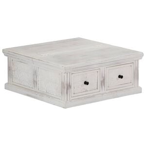vidaXL Klubska mizica bela 70x70x30 cm trden mangov les