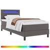 vidaXL Postelja z vzmetnico z LED trakami Siva 90 x 190 cm Umetna koža