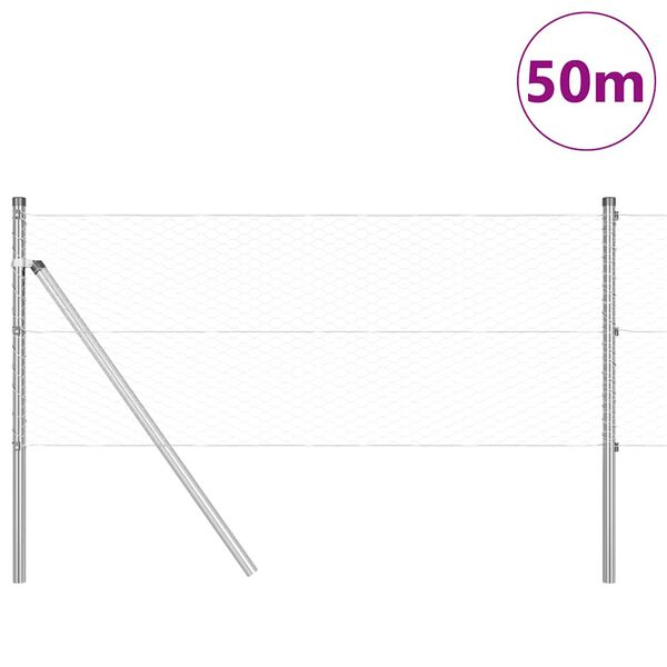 vidaXL Steber ograje. srebrna 50 x 0,6 m (25 mm mreža) Jeklo