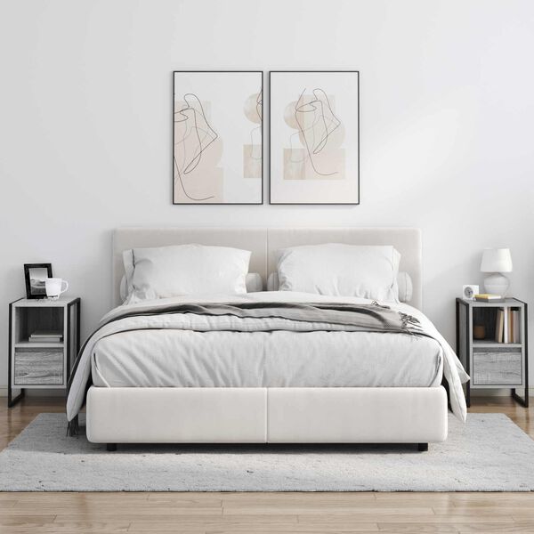 vidaXL Nočna omarica Siva Sonoma 39,5 x 30 x 50 cm Konstruiran les