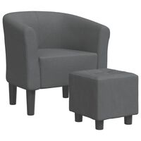 vidaXL Fotelj s stolčkom temno sivo blago