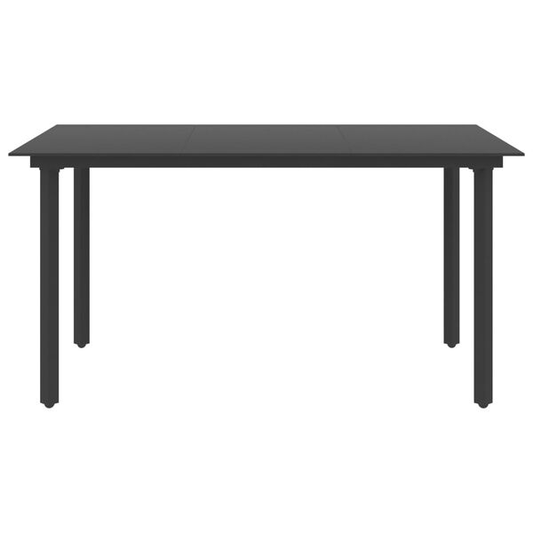 vidaXL Vrtna jedilna garnitura 5-delna PVC ratan črna