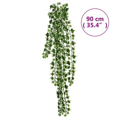 vidaXL Umetne viseče rastline 12 kom 339 listov 90 cm zelene in bele