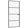 vidaXL Notranja vrata črna 93x201,5 cm kaljeno steklo & aluminij tanka