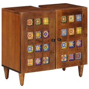 vidaXL Kopalni&scaron;ka omara za umivalnik z vrati Oreh 62 x 33 x 58 cm