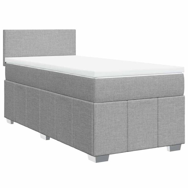 vidaXL Box spring postelja z vzmetnico svetlo siva 80x200 cm blago