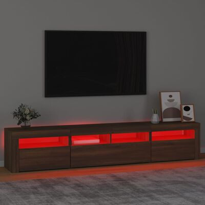 vidaXL TV omarica z LED lučkami rjav hrast 210x35x40 cm