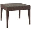 vidaXL Stranska mizica rjava 50x50x38 cm poli ratan in kaljeno steklo