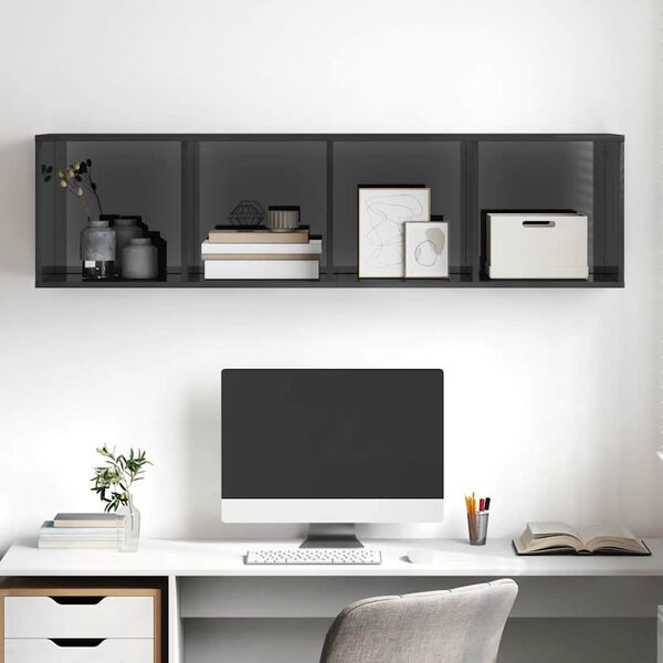 vidaXL Stenska TV omarica visok sijaj siva 37x37x142,5cm iverna plo&scaron;ča