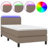 vidaXL Box spring postelja z vzmetnico LED taupe 90x190 cm blago