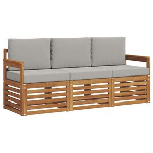 vidaXL Sedežne garniture z blazino 3 pcs Naravna in svetlo siva