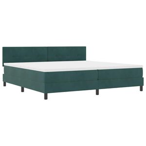 vidaXL LED Box Spring Postelja Temno zelena 200 x 200 cm Žamet